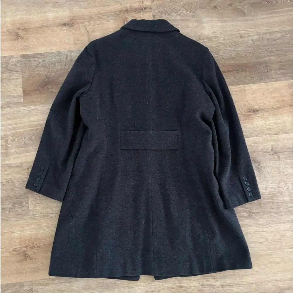Vintage DONNYBROOK Wool Single Breasted Coat Women’s Size 18 Black Long Overcoat